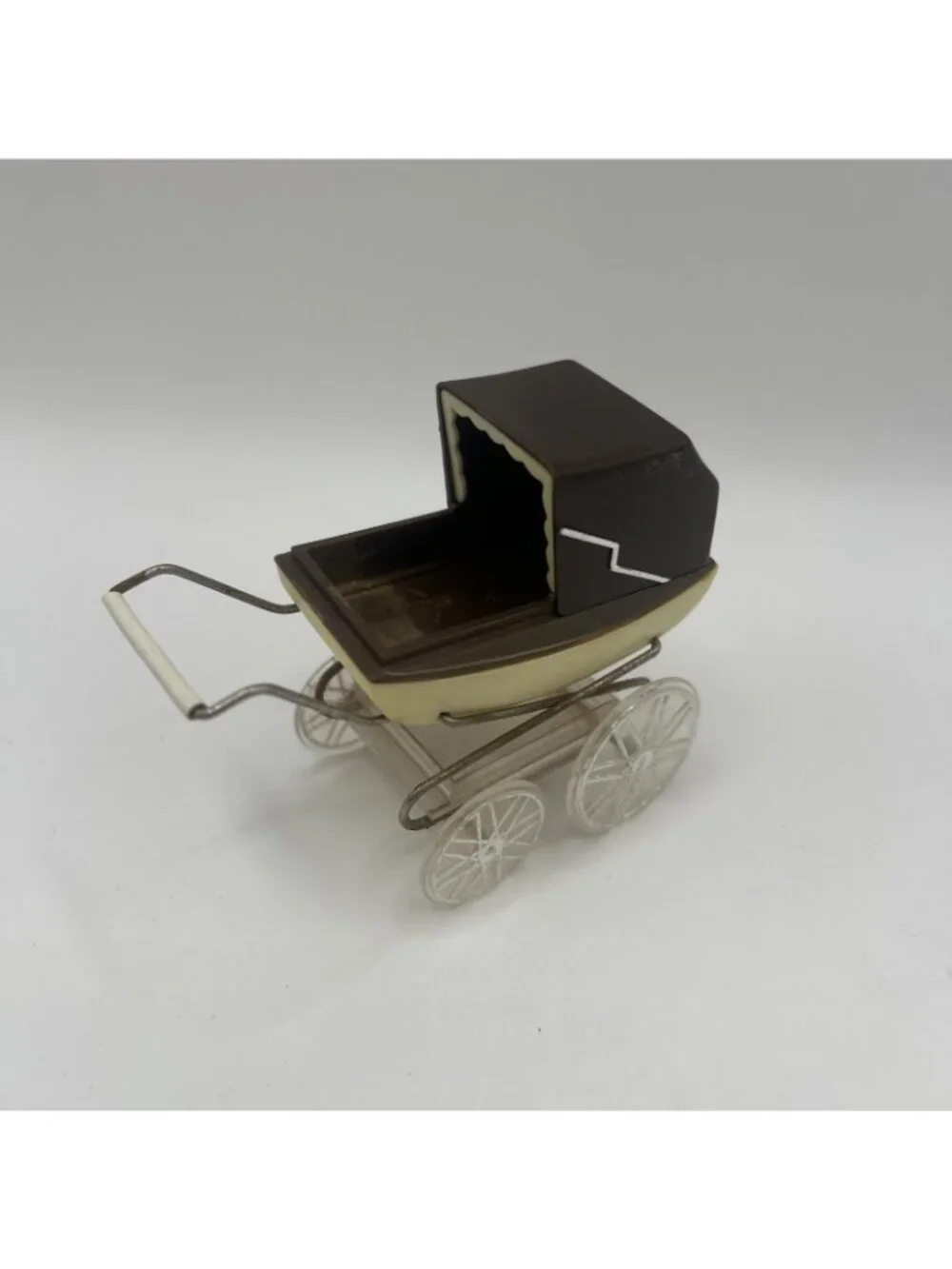 Vintage 1970s Lundby Barton Dollhouse Baby Pram Carriage 1:16 Miniature Brown - Picture 4 of 16